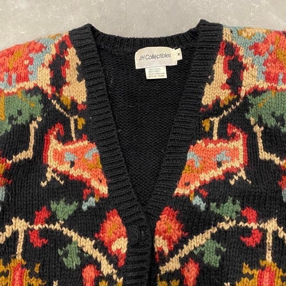 Vintage 90s y2k knit cardigan whimsy goth black womens size M - Picture 3 of 5